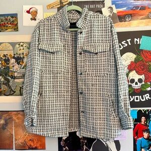 Black and White Tweed Coat